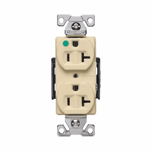 [450AH8300V] TOMA DOBLE HOSPITAL 2P 3H 20A 125V NEMA 5-20R MARFIL AH8300V