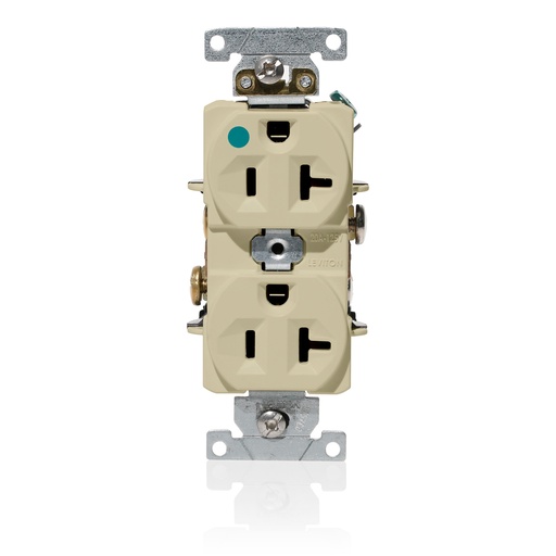 [LEVC8300-I] TOMA DOBLE HOSPITAL 2P 3H 20A 125V NEMA 5-20R MARFIL C8300-I