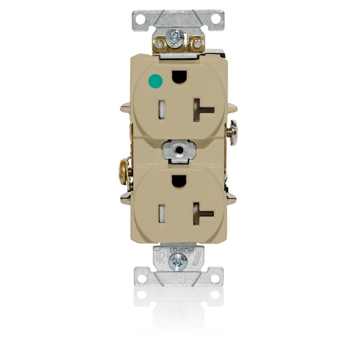 [LEVT8300-I] TOMA DOBLE HOSPITAL TR 2P 3H 20A 125V NEMA 5-20R MARFIL T8300-I