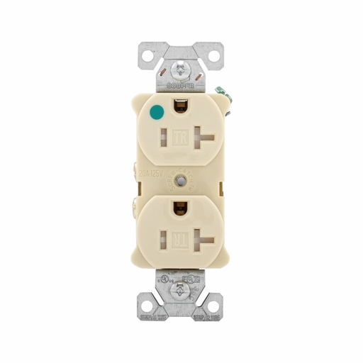 [4508300V] TOMA DOBLE HOSPITAL TR 2P 3H 20A 125V NEMA 5-20R MARFIL TR8300V