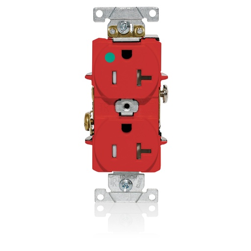 [LEVT8300-R] TOMA DOBLE HOSPITAL TR 2P 3H 20A 125V NEMA 5-20R ROJO T8300-R