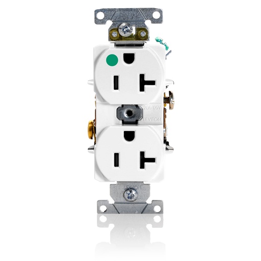 [LEV8300-HW] TOMA DOBLE HOSPITAL USO PESADO 2P3H 20A 125V NEMA 5-20R BLANCO 8300-HW