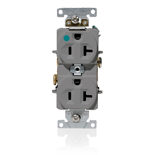 [LEVC8300-GY] TOMA DOBLE HOSPITAL USO PESADO 2P3H 20A 125V NEMA 5-20R GRIS C8300-GY