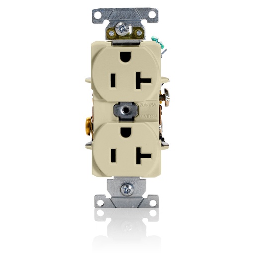 [LEV5362-SI] TOMA DOBLE INDUSTRIAL 2P 3H 20A 125V NEMA 5-20R MARFIL 5362-SI