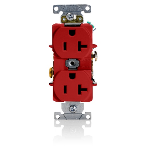 [LEV5362-SR] TOMA DOBLE INDUSTRIAL 2P 3H 20A 125V NEMA 5-20R ROJO 5362-SR