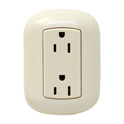 [20938] TOMA DOBLE PARCHE 2P 3H 15A 125V NEMA 5-15R BLANCO OVAL P38