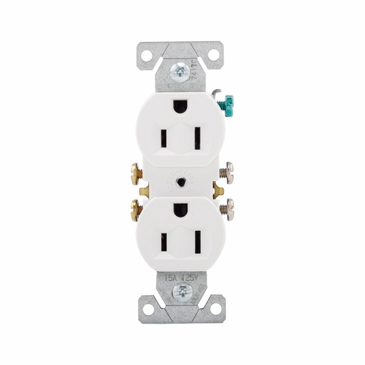 [450270W] TOMA DOBLE RESIDENCIAL 2P 3H 15A 125V NEMA 5-15R BLANCO 270W