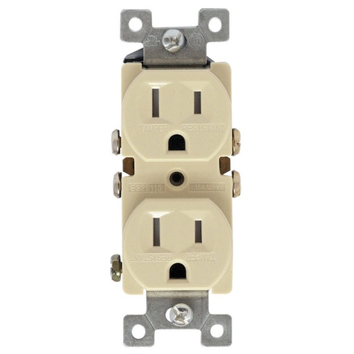 [E02270V] TOMA DOBLE RESIDENCIAL TR 2P 3H 15A 125V NEMA 5-15R MARFIL TR270V