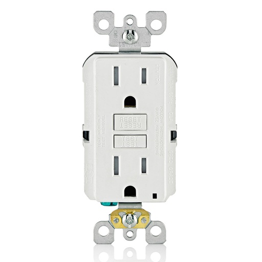 [LEVGFTR1-W] TOMA DOBLE RESI GFCI TR 2P 3H 15A 125V NEMA 5-15R BLANCO GFTR1-W