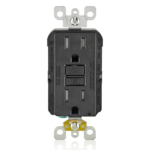 [LEVGFTR1-E] TOMA DOBLE RESI GFCI TR 2P 3H 15A 125V NEMA 5-15R NEGRO GFTR1-E