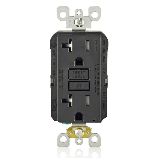 [LEVGFTR2-E] TOMA DOBLE RESI GFCI TR 2P 3H 20A 125V NEMA 5-20R NEGRO GFTR2-E