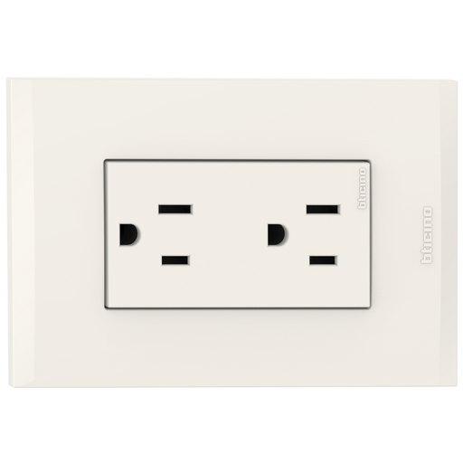 [2132228EM] TOMA DOBLE TR 2P 3H 15A 125V NEMA 5-15R MARFIL NOBILE AF2228TREM