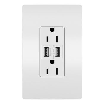 [D02826] TOMA DOBLE USB TIPO A/A 2P 3H 15A 125V NEMA5-15R BLANCO TM826USBW