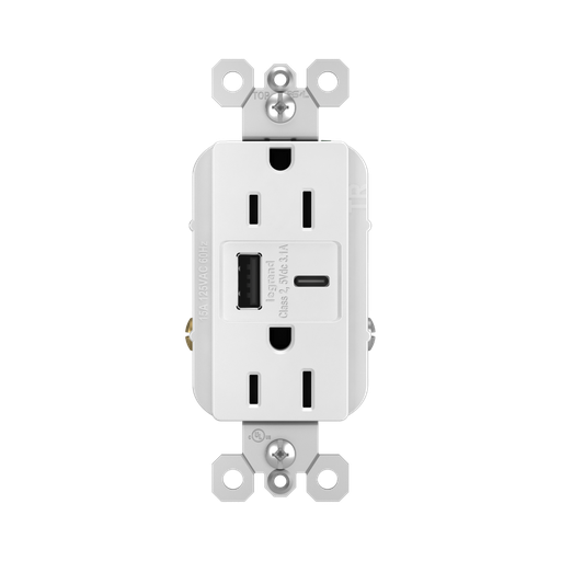 [D02R26USB] TOMA DOBLE USB TIPO A/C 2P 3H 15A 125V BLANCO RADIANT R26USBACW