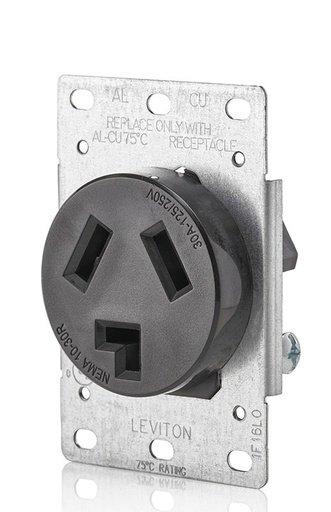 [LEV5207-S10] TOMA EMPOTRAR ENTRADA RECTA 3P 3H 30A 125/250V NEMA 10-30R 5207-S10