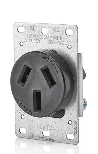 [LEV5206-S10] TOMA EMPOTRAR ENTRADA RECTA 3P 3H 50A 125/250V NEMA 10-50R 5206-S10