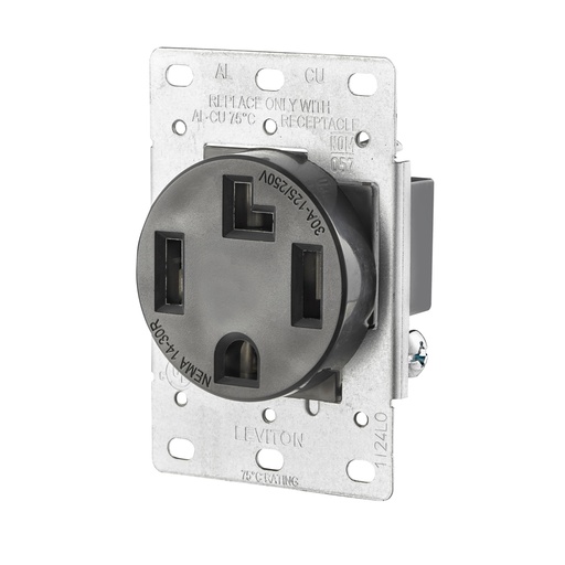 [LEV278-S00] TOMA EMPOTRAR ENTRADA RECTA 3P 4H 30A 125/250V NEMA 14-30R 278-S00