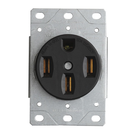 [E021258] TOMA EMPOTRAR ENTRADA RECTA 3P 4H 50A 125/250 NEMA 14-50R 1258