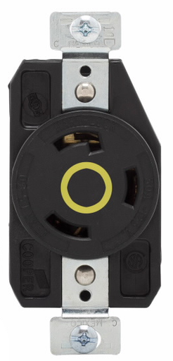 [450CL530R] TOMA EMPOTRAR MEDIA VUELTA 2P 3H 30A 125V L5-30R AMARILLO AHCL530R