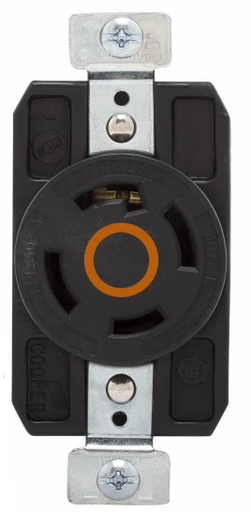 [450CL1420R] TOMA EMPOTRAR MEDIA VUELTA 3P4H 20A 125/250V L14-20R NARANJA AHCL1420R