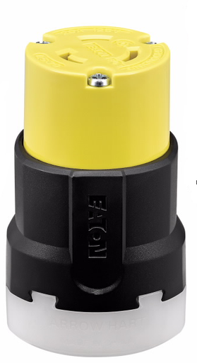 [450CL520C] TOMA EXTENSION MEDIA VUELTA 2P 3H 20A 125V L5-20R AMARILLO AHCL520C