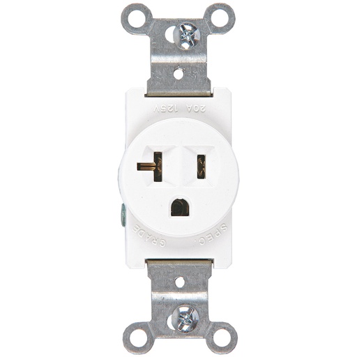 [E0219] TOMA SENCILLO COMERCIAL 2P 3H 20A 125V NEMA 5-20R BLANCO 1877-W