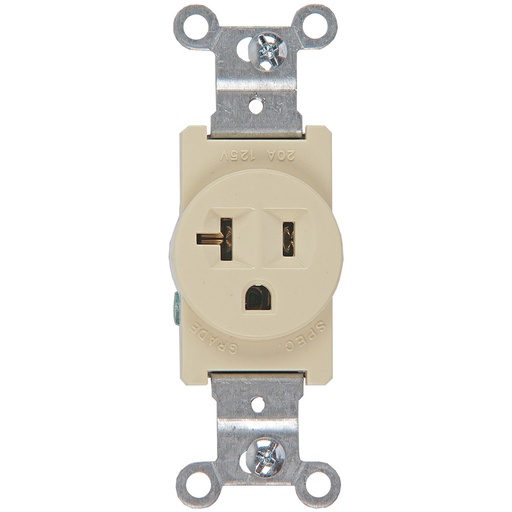 [E0218] TOMA SENCILLO COMERCIAL 2P 3H 20A 125V NEMA 5-20R MARFIL 1877-V