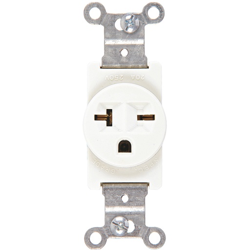 [E021876W] TOMA SENCILLO COMERCIAL 2P3H 20A 250V NEMA6-20R BLANCO OJO CHINO 1876W