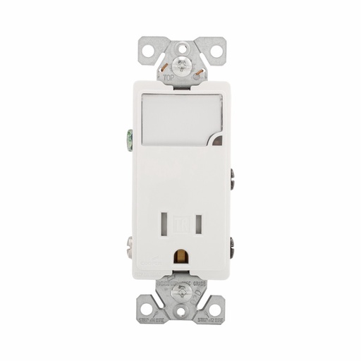 [450735W] TOMA SENCILLO DECORATOR RESI TR 2P 3H 15A 125V+LUZ GUIA BLANCO TR7735W