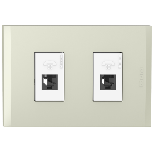 [2132282CH] TOMA TELEFONO DOBLE RJ11 CHAMPAGNE NOBILE AF2282EBCH