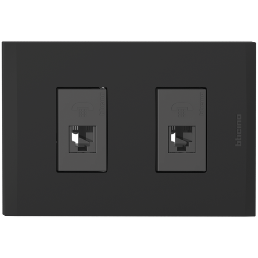 [2132282NG] TOMA TELEFONO DOBLE RJ11 NEGRO NOBILE AF2282EANG