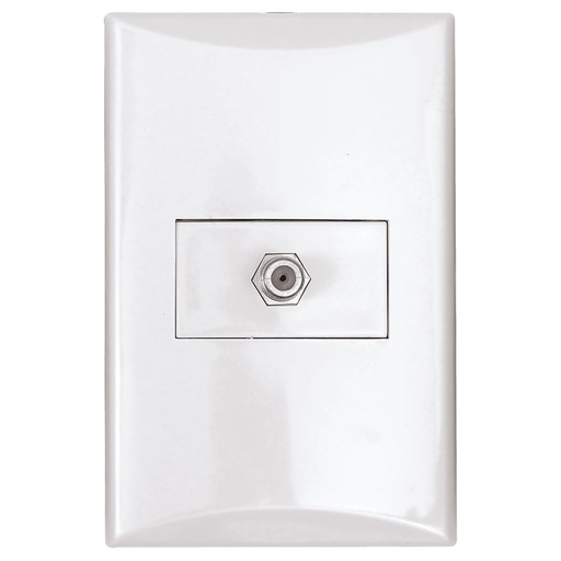 [E091007] TOMA TV TIPO F COAXIAL BLANCO PLATA 1007-W